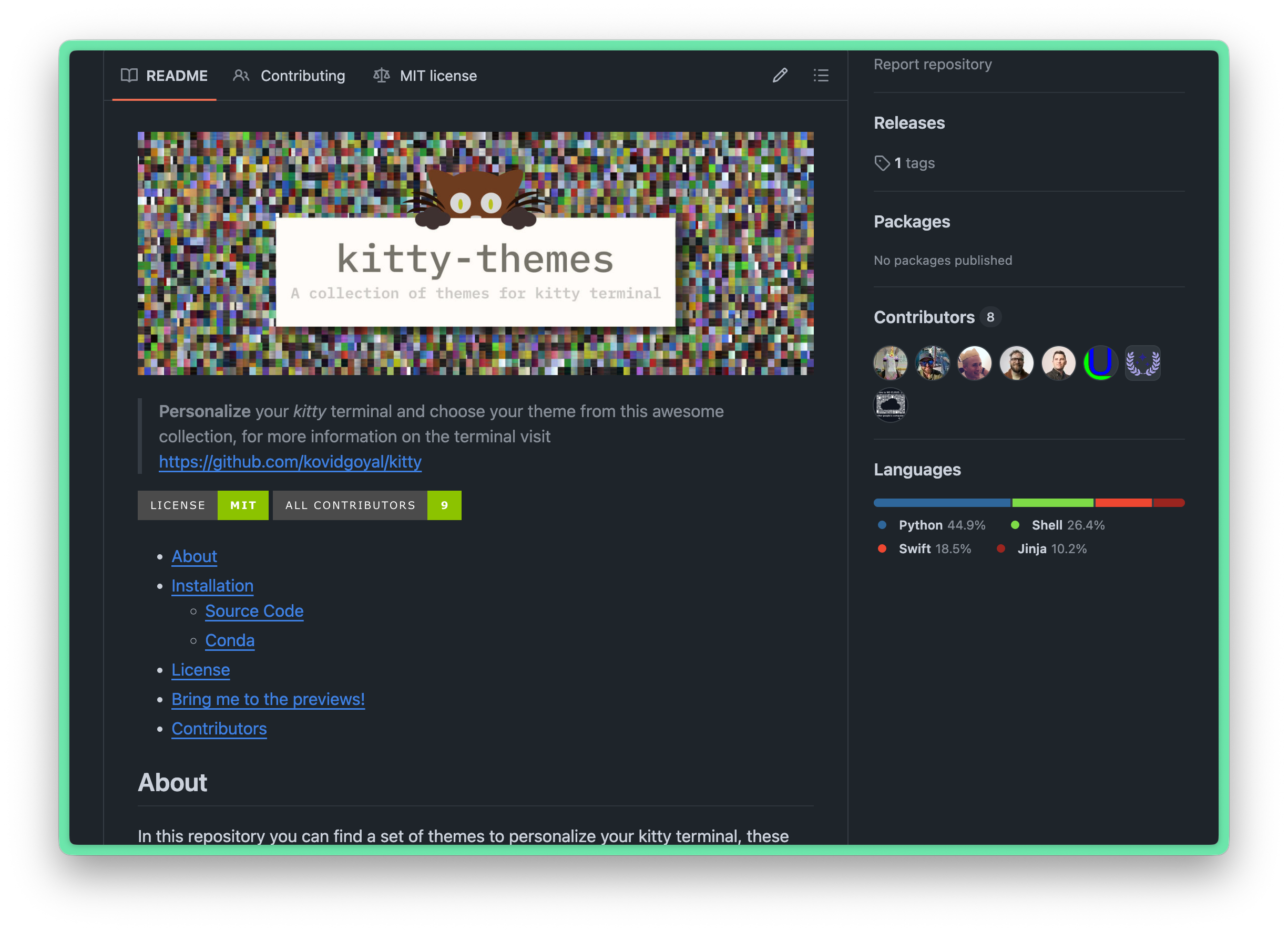 Kitty Themes：https://github.com/dexpota/kitty-themes